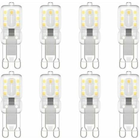 Lot de 8 ampoules LED G9, G9 LED 220 V Blanc naturel 5500 K 3 W équivalent halogène 30 W [Classe énergétique E] (1/5)