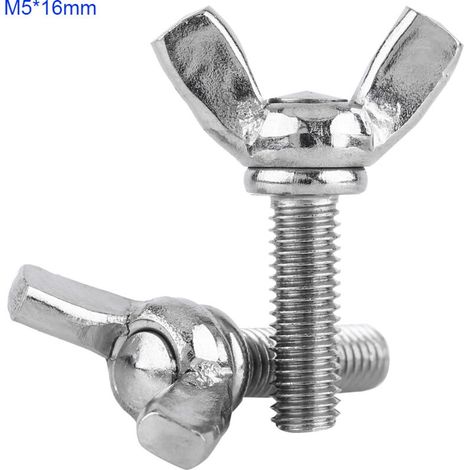 5 pièces/sac M5 vis à main papillon aile boulons assortiment ensemble de 304 attaches en acier inoxydable(M516mm) (1/5)