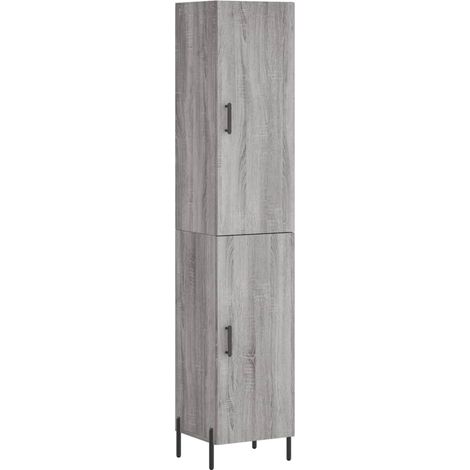Buffet bahut commode armoire meuble de rangement organisateur cuisine salle de séjour salon haut sonoma 34,5 x 34 x 180 cm bois d'ingénierie gris