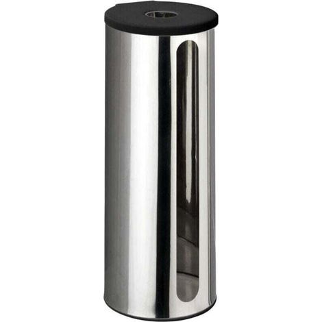 Porte papier toilette  Detroit inox mural sans perçage support papier toilette design pour 3 rouleaux brillant facile à installer sans outils dimensions 13.5 x 36 x 14 cm élégant et pratique (1/4)