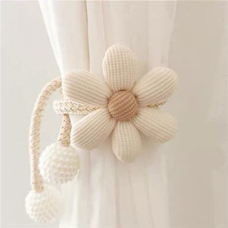 Fermacravatte magnetici per tende, confezione da 2, con nappe di perline di legno, stile boho, senza bisogno di forare, colore marrone caffè. (1/5)