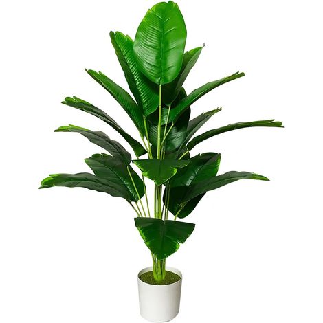 Plantes Artificielles en Pots Fausse Plante Interieur Arbre Artificiel Verte Décoration pour Chambre à Coucher Cuisine Salon Salle de Bain Bureau Balcon (80cm Banane Vert) (1/5)