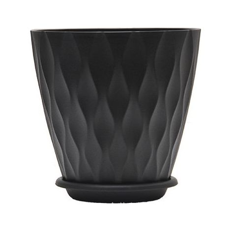 Lot de 5 pots de fleurs d'intérieur à rayures, en plastique, avec trous de drainage et soucoupe, de 15 cm de diamètre (1/5)