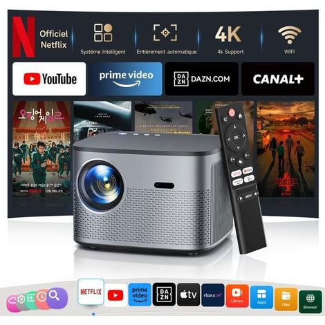 【Netflix zertifiziert/Autofokus】4K Videoprojektor 35000lm, Full HD 1080P, Videoprojektor mit WiFi 6 Bluetooth 5.2, App-Store
