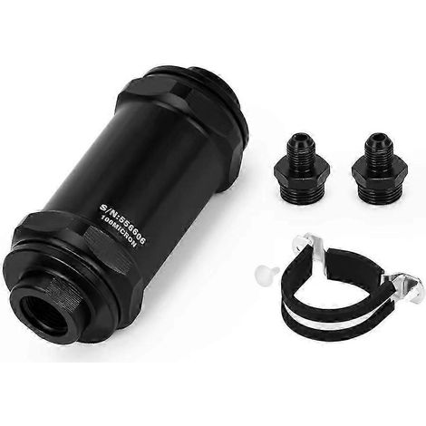 Filtre à carburant en ligne AN6 noir pour éthanol E85 avec élément filtrant en acier inoxydable de 100 microns (FDQ) (1/5)