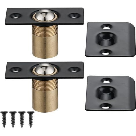 Butée de porte sphérique réglable en acier inoxydable avec languette de verrouillage, noire, lot de 2 (1/3)