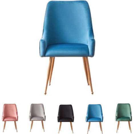 Einzelner Esszimmerstuhl aus Samt Soho LUX mit Metallbeinen – Esszimmerstuhl – Polsterstuhl – moderner Esszimmerstuhl – Blau (1/5)