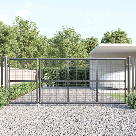 Portail de jardin en grillage, anthracite, 350 x 125 cm, acier galvanisé