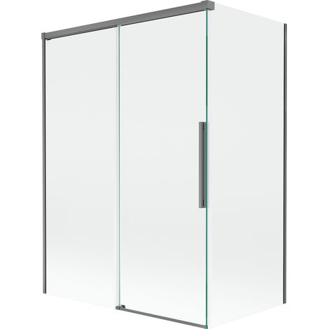 Mexen Rox paratia vasca da bagno 2-ante scorrevoli 120 + 70 x 150 cm, trasparente, gun metal - 8C9-120-070-95-00