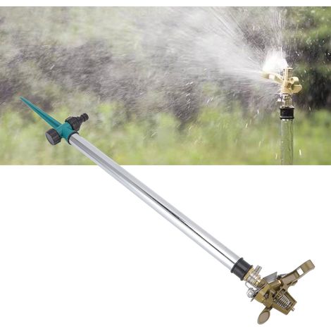 Automatischer Rasensprenger mit um 360 Grad drehbarem Kopf und verstellbaren Düsen zum Bestäuben, Kühlen und Bewässern des Gartens. (1/5)