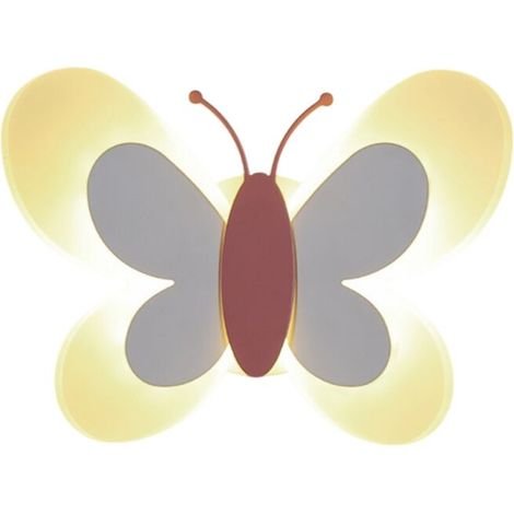 Applique Murale LED Papillon 14W Blanc Rose Pour Chambre Enfant Lumière Moderne Ailes (1/4)