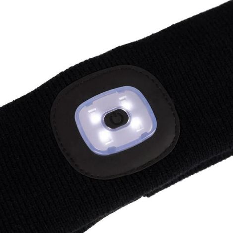 Bandeau Lampe Frontale - Rechargeable USB - 3 Modes Éclairage - Élastique Acrylique - Noir - 1 Pièce (1/4)