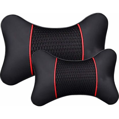 Cuscino di sicurezza per il collo del sedile dell'auto in pelle, supporto per poggiatesta, cuscino per schienale, cuscino per il collo (28 x 18 cm)
