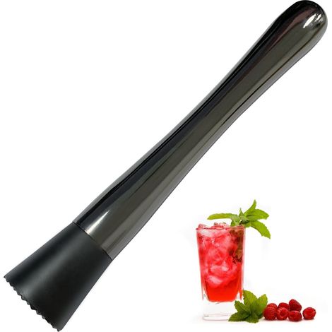 Pilon à cocktails en acier inoxydable noir de 20 cm