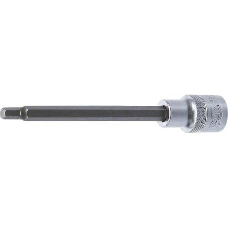 Douille à Embouts 140 mm - 12,5 mm (1/2), Six Pans Intérieurs 6 mm - Précision et Robustesse, Chrome-Vanadium - D-Work