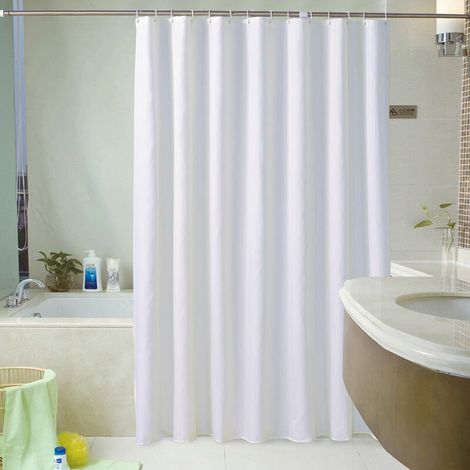Filiyano-Rideau de douche extra long blanc, rideau de douche de luxe en polyester épais pour salle de bain d'hôtel, blanc, 100 x 200 cm (1/5)