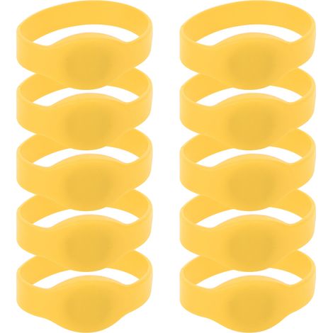 Lot de 10 bracelets RFID 125 kHz en silicone, étanches IP68, pour piscine et sauna (jaune) (1/5)