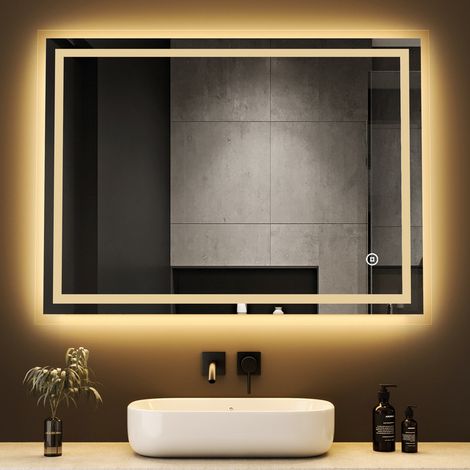 Badezimmerspiegel mit Beleuchtung 80x60cm LED Spiegel Badspiegel mit Beleuchtung Spiegel mit Beleuchtung, 3 Lichtfarben Dimmbar (1/5)