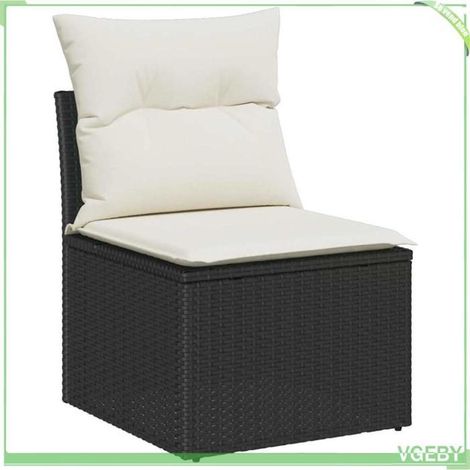 Ensemble de canapé de jardin - FAFEICY - Modulaire - Noir et blanc - Poly rotin - 3 places (1/5)