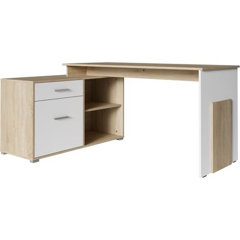 Scrivania ad angolo - rovere chiaro e bianco - Collezione COMO