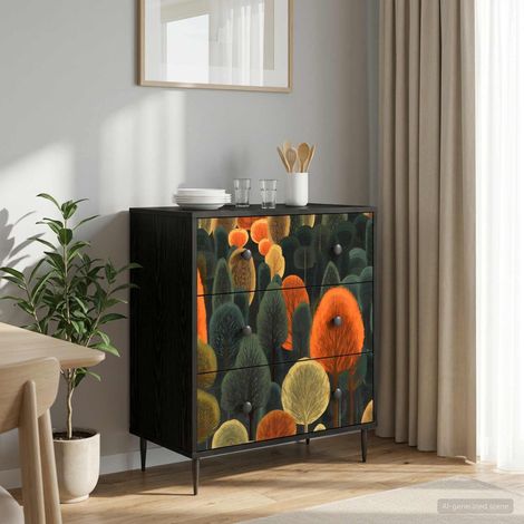 vidaXL Cajonera ZAANDAM Impresión de bosque 66 x 36,5 x 76 cm (1/5)