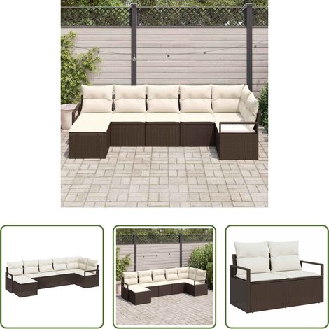 vidaXL Poly-Rattan - Sofa Set 7 pcs Braun Poly-Rattan (1/5)