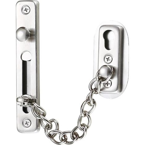 Chaîne de sécurité,chaîne de porte en acier inoxydable 304,serrure à chaîne de porte avec vis,utilisée pour les portes et fenêtres intérieures des hôtels familiaux,argent chromé brossé (1/5)