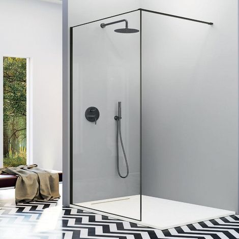 Mampara fija ducha 90  cm 1 hoja FRESH ARENA Bronce cepillado Barra Simple