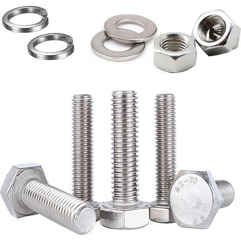 10Pcs vis inox M8X100mm Boulons à tête hexagonale avec Ecrou rondelle (1/5)