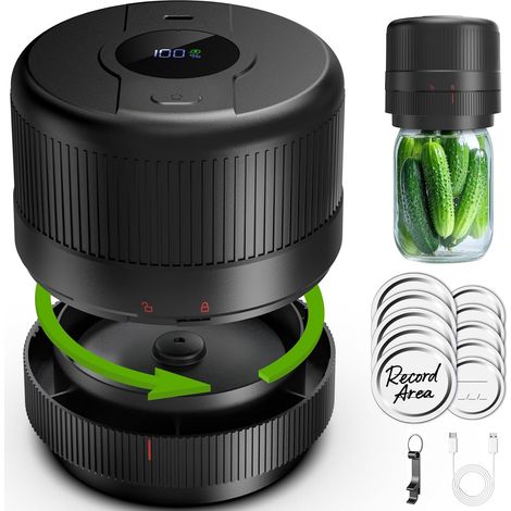 Machine Sous Vide pour Bocaux en Verre, Scelleuse sous Vide Bocaux, pour Bocaux à Ouverture Normale, Affichage LCD, Conservation des Aliments et Fermentation (1/5)