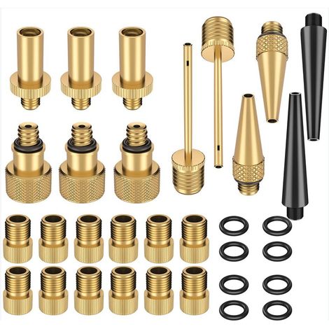 32pcs-Adaptateur de Pompe à vélo, Valve de vélo (DV/AV/SV) Adaptateur d'aiguille de Pompe à Bille pour compresseur Pompe à Pied Pompe à air (1/5)