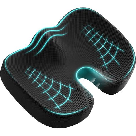 Coussin Coccyx Coussin de Siège en Mousse à Mémoire Coussin Ergonomique pour Bureau Voiture Fauteuil Roulant (1/5)
