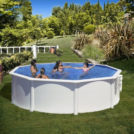 Kit Piscine hors sol acier GRE - 480 x 122 cm - Ronde Livree avec un filtre a cartouche et un echelle (1/4)