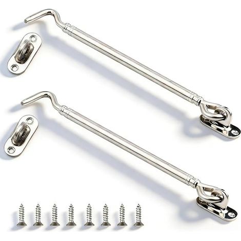 Door Hooks 205 mm, Door Clip with Hook Lock, Cabin Hook, Base, for Windows, Sliding Doors, Fences Attache Porte avec Verrouillage à Crochet, Une Base, pour Fenêtres, Portes Coulissantes, Clôtures (1/5)