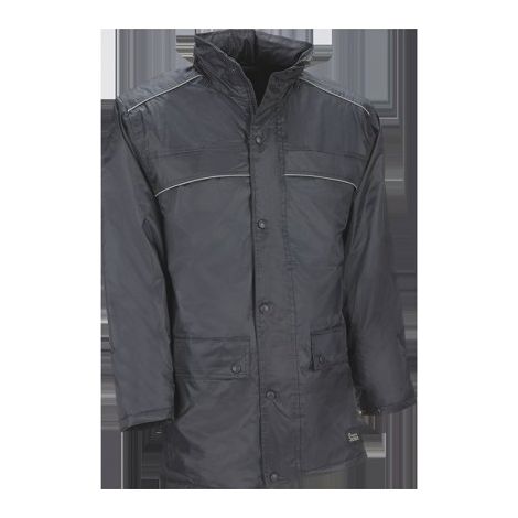 820AZUL/XL PARKA BASICA ACOLCHADA DE POLIESTER SOBRE RECUBRIMIENTO DE PVC COLOR AZUL MARIN - JUBA