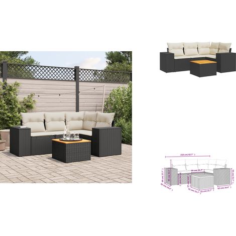 Salon de jardin 5 pcs avec coussins noir résine tressée - Ensemble Salon De Jardin - Meuble Extérieur - Jardin Design - Mobilier De Jardin - Set Salon (1/3)