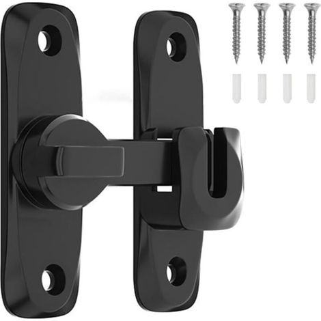 Loquet pivotant robuste, 90°/180°, pour portes, granges, garages, jardins, clôtures (noir) (1/5)