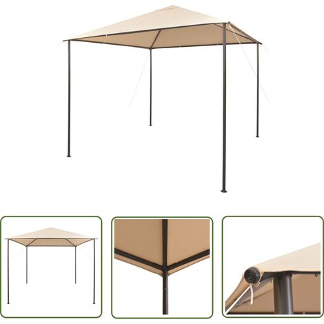 The Living Store Chapiteau tente 3 x 3 m Beige Acier - Abri Extérieur - Chapiteau Pliable - Parasol - Fête De Jardin - Barbecue (1/5)