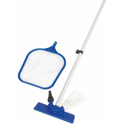 Kit de nettoyage de piscine - Kit de nettoyage de piscine avec support - Kit de nettoyage de piscine bleu - Kit d'entretien de piscine - Acier inoxydable (1/5)