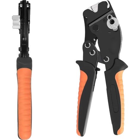 Herramienta de crimpado para manguitos de cables, diseño autoajustable, mecanismo de trinquete, herramienta de crimpado para manguitos. (1/2)