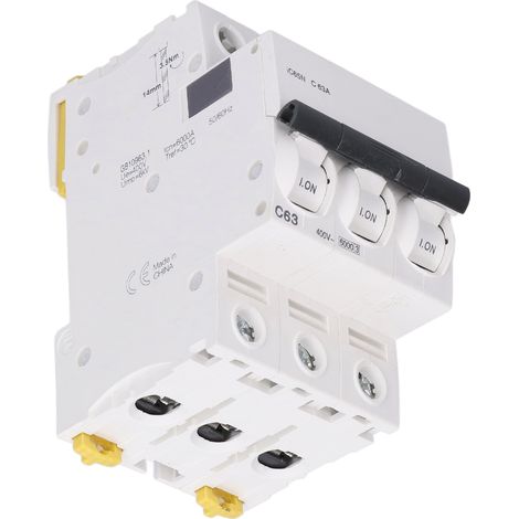 3-poliger Leitungsschutzschalter für Niederspannung, DIN-Schienenmontage, Fehlerstromschutzschalter, 400 V AC, 63 A, IC65N (1/5)