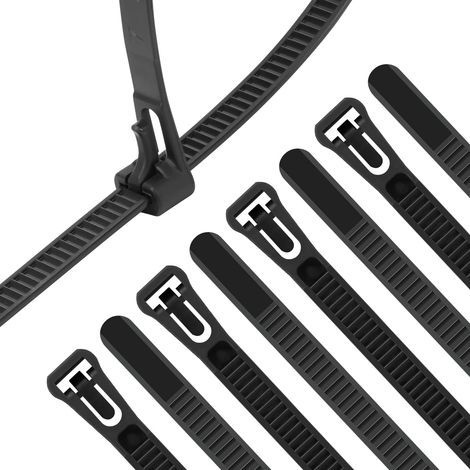 100 Pièces Collier De Serrage Noir Plastique Réutilisables, 300mm X 7.6mm, Attache Câble Colorées, Serre Câbles Nylon, Colliers Serre-Cable Résistant Aux Uv (1/5)