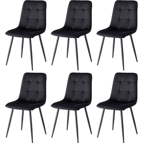 Wokaka Set di 6 Sedie - Stile Retrò - Sedie da Pranzo - Nero