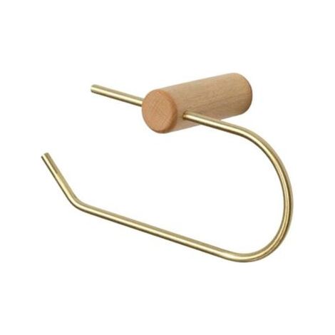 Porte Mouchoirs en Bois et Laiton Rangement Papier Toilette Support Rouleau Couleur Hêtre Doré