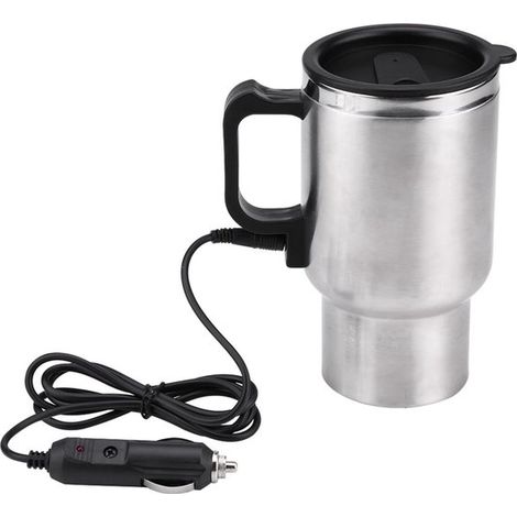 Bollitore da viaggio in acciaio inox da 12V e 450 ml con presa accendisigari, mantiene acqua, caffè e tè caldi a 65 °C. (1/5)