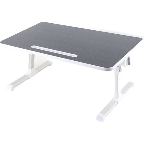 Tablette de lit pour ordinateur portable avec pieds pliables, plateau rotatif en alliage d'aluminium, bureau portable pour écrire, travailler, lire, manger, noir (1/5)