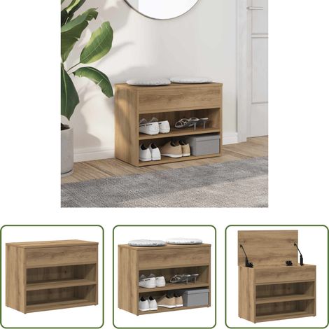 vidaXL Schuhregal Holzwerkstoff - Schuhbank Artisan-Eiche 60x30x45 cm Holzwerkstoff (1/5)