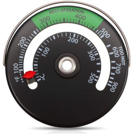 Thermomètre à feu magnétique pour poêle – Cadran en aluminium – Capteur bimétallique – Température max 300°C – Installation facile (1/4)