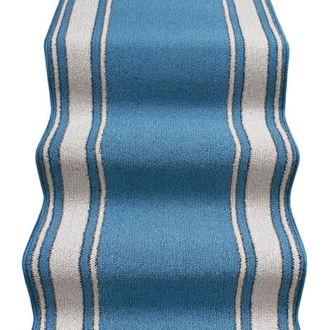Tappeto Scala Passatoia Ingresso Corsia Rivestimento Scale Antiscivolo Stile Classico Blu - 67x40 cm