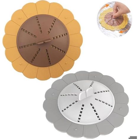 Filtre Cheveux Baignoire, Protection de Drain de Silicone, 2pcs Filtre Baignoire Anti Cheveux, Utilisé dans la Salle de Bain (1/4)